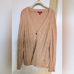 Guess Light Brown Cable Knit Cardigan Size Large